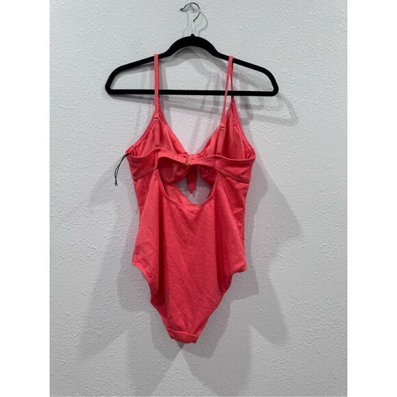 Shade and shore women crepe bralette tie front one piece swimsuit orange size la - Picture 4 of 6